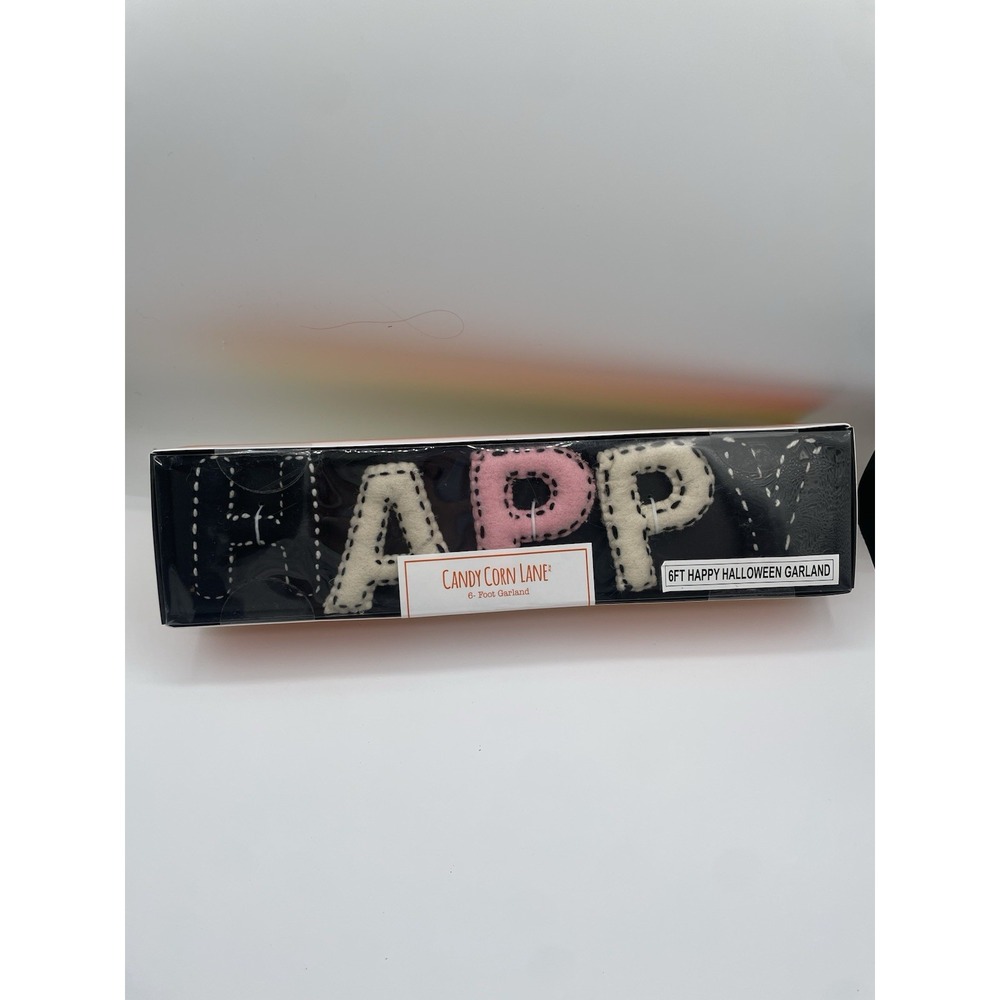 Happy Halloween Black‎ White Pink Felt 6' Garland Candy Corn Lane New